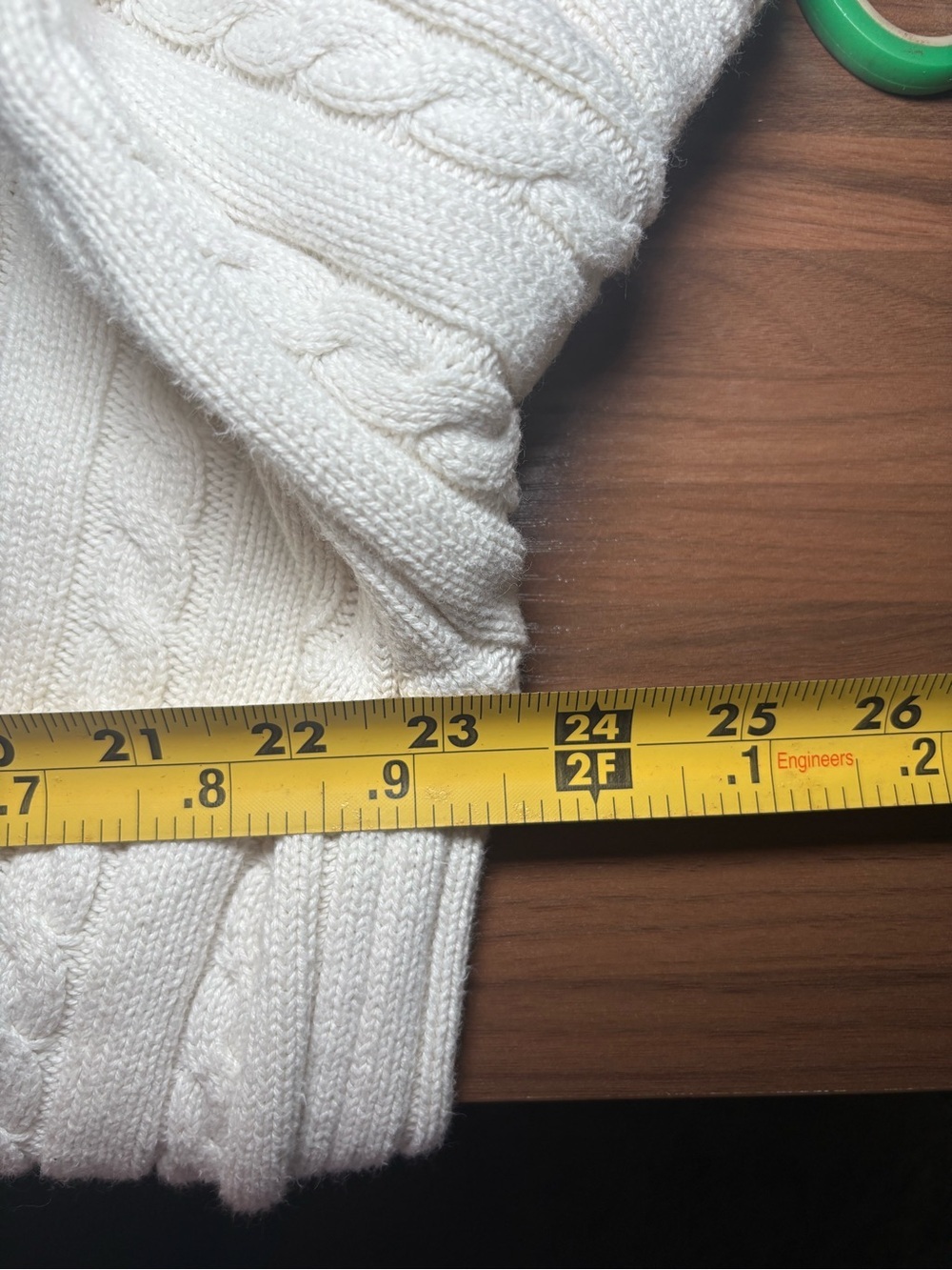 Prince Ivory Cable Knit Cricket Sweater Green Trim V-Neck Preppy TennisPicklebal - Picture 10 of 11